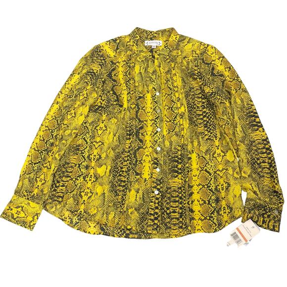 NWT NANETTE Nanette Lepore Snakeskin Button-Down Mandarin Collar Blouse Sz Small - Picture 3 of 6